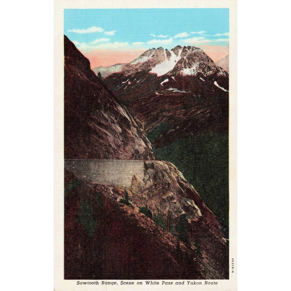 Vtg Sawtooth Range White Pass Yukon Route Linen Postcard Curt Teich VG+
